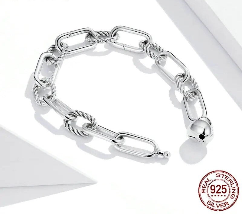 925 Sterling Silver Heart Love Chain Bracelet - TEA LU SHOP