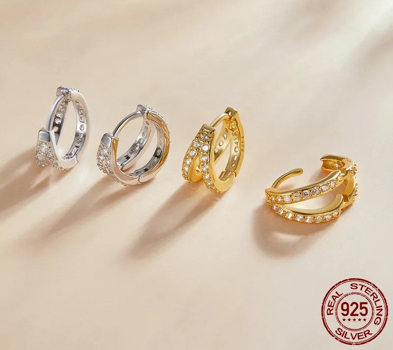 925 Sterling Silver Classic Zircon Geometry Earrings - TEA LU SHOP