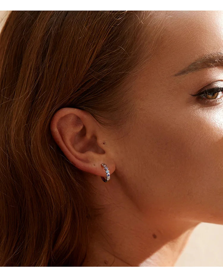 925 Sterling Silver Heart-Shaped Stackable Earrings - TEA LU SHOP
