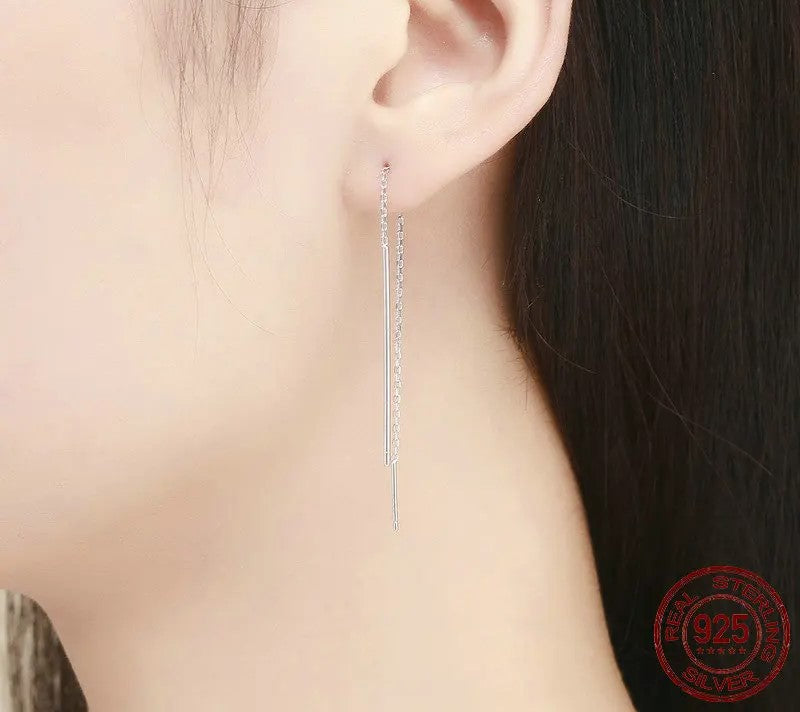 925 Sterling Silver Tassel Drop Earrings - TEA LU SHOP