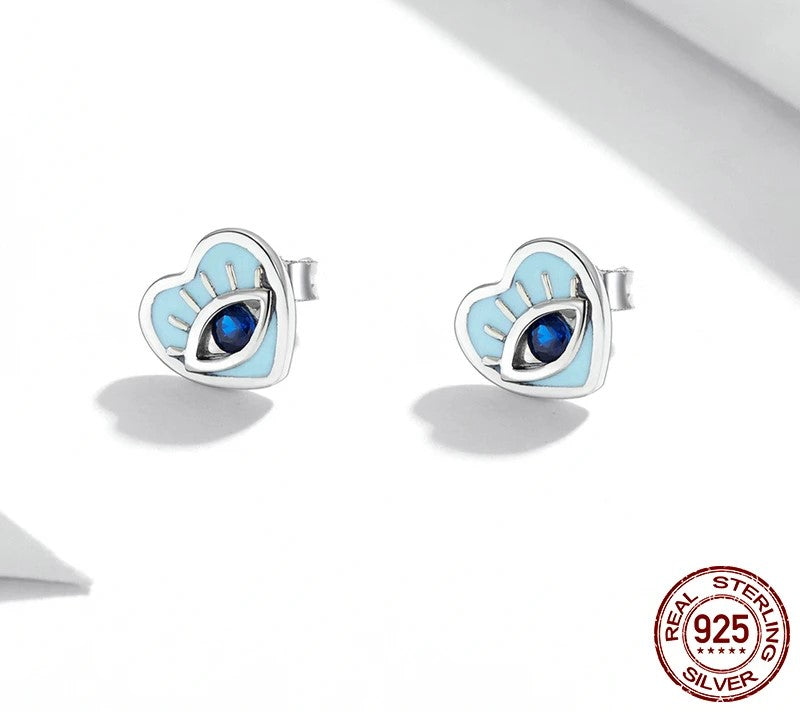 925 Sterling Silver Blue Devil Eye Earrings - TEA LU SHOP