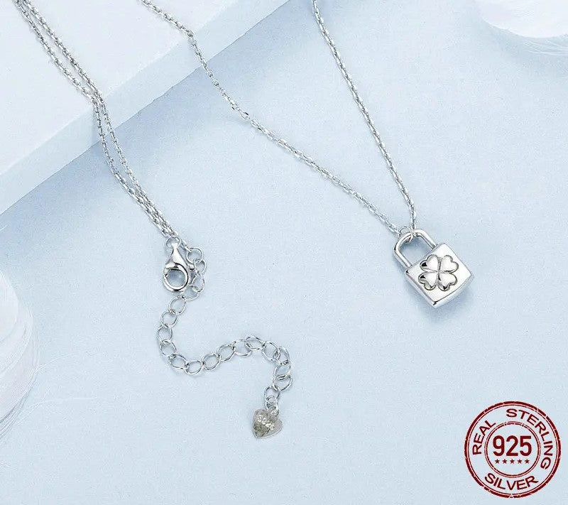 925 Sterling Silver Opal Heart Lock Necklace - Shine Bright Store