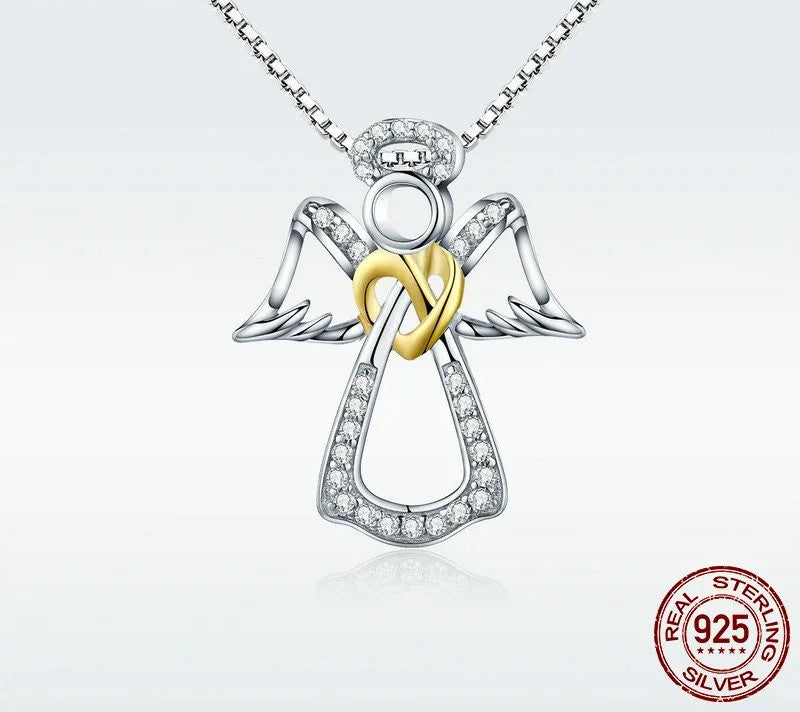 925 Sterling Silver Guardian Angel Necklace - TEA LU SHOP