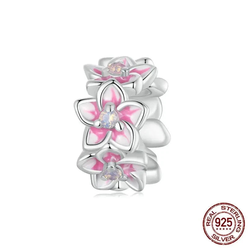 925 Sterling Silver Cherry Flower Stopper Bead