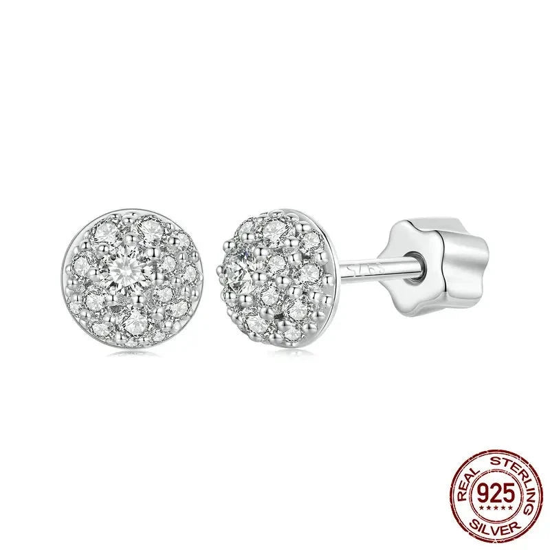 White Gold Plated Hemisphere Moissanite Stud Earrings
