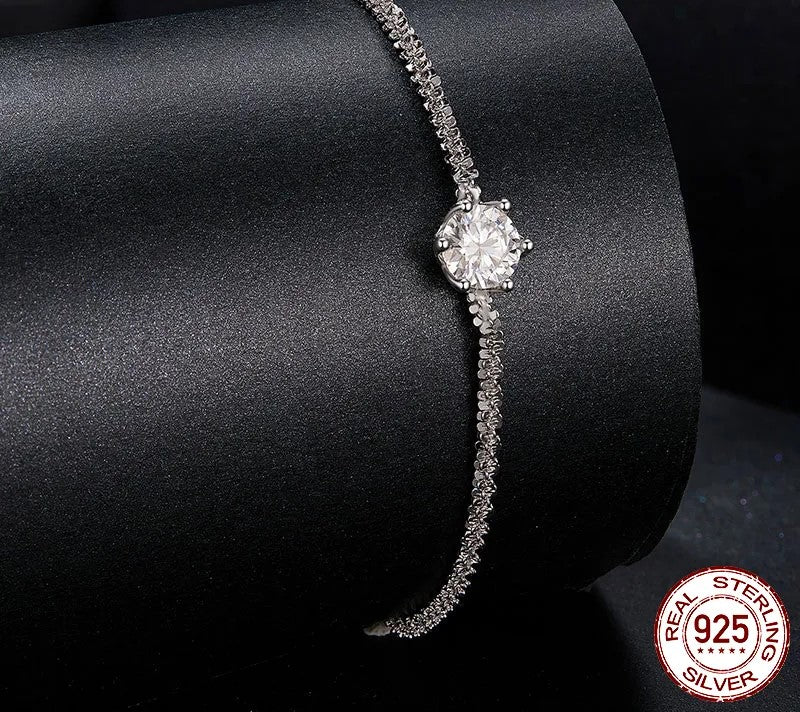 925 Sterling Silver Moissanite Bracelet - TEA LU SHOP