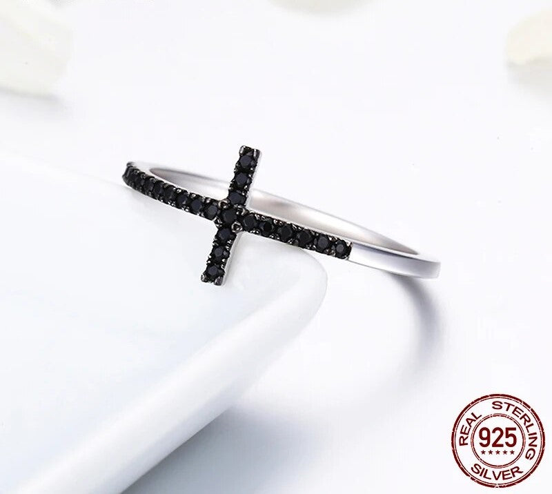 925 Sterling Silver Cross Shape Ring - TEA LU SHOP