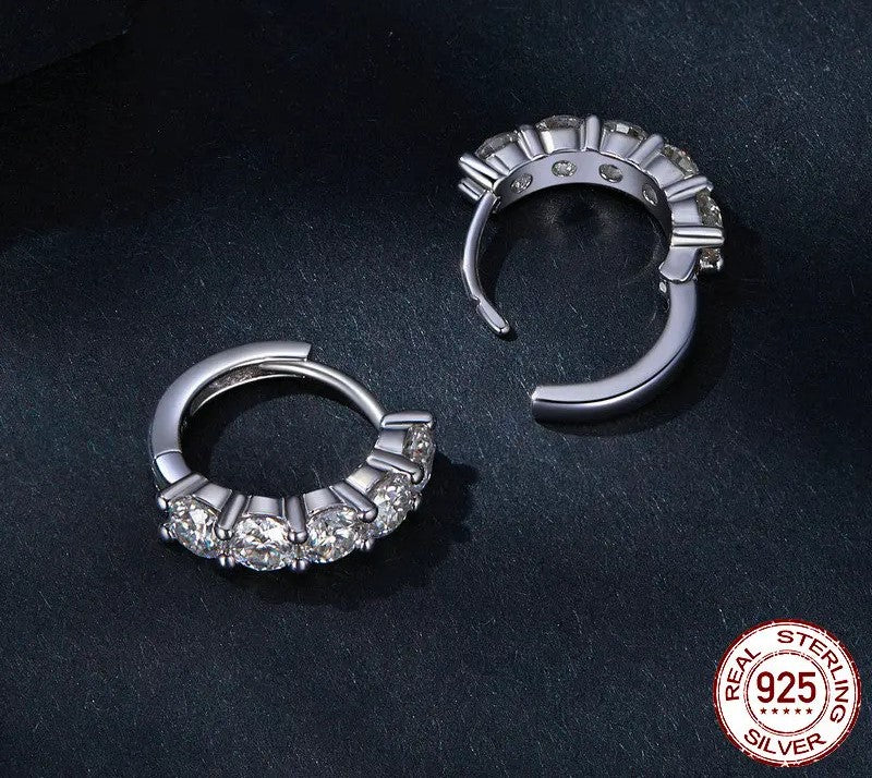925 Sterling Silver Moissanite Hoop Earrings - TEA LU SHOP