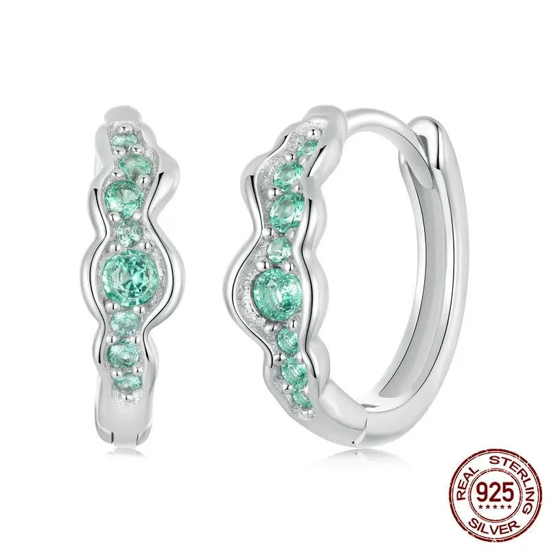 Green Zircon Huggie Hoop Earrings