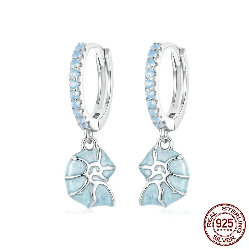 925 Sterling Silver Blue Conch Ear Buckles