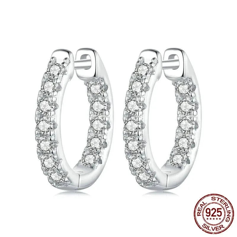 Platinum Plated Moissanite Hoop Earrings