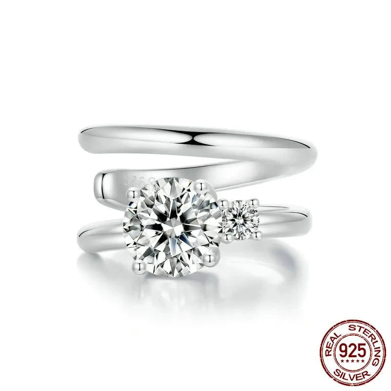 Mono White Gold Plated Double-layered Moissanite Ear Cuff