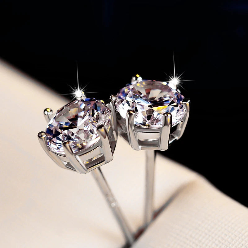 925 Sterling Silver Cubic Zircon Stud Earrings - TEA LU SHOP