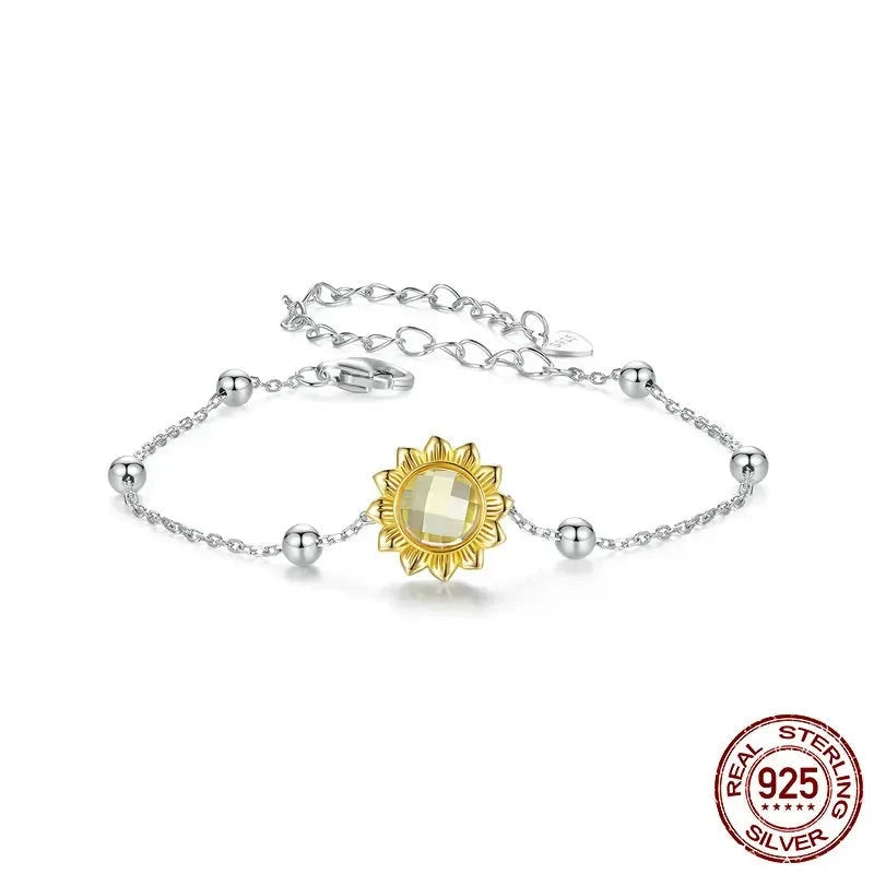 925 Sterling Silver Sunflower Bracelets