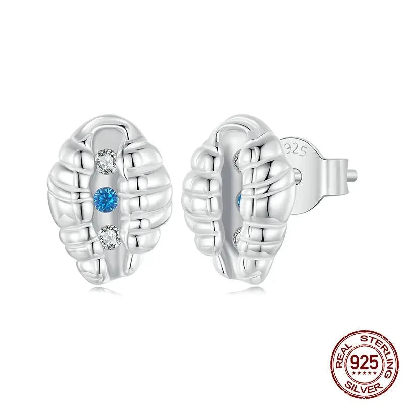 925 Sterling Silver Tiny Shell Earrings Studs