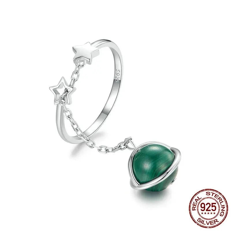 925 Sterling Silver Natural Malachite Ring