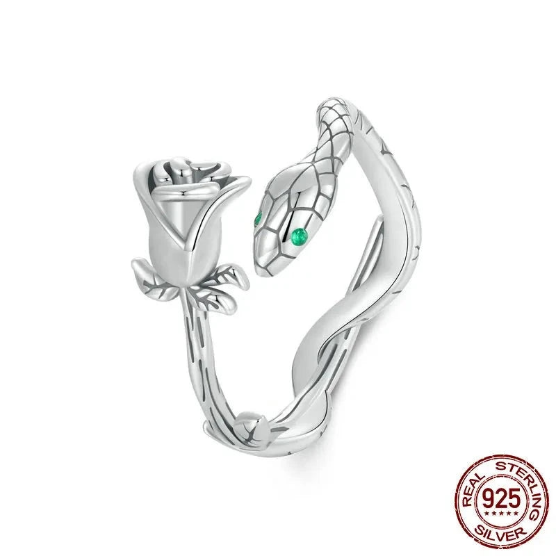 Vintage Rose Snake Open Ring