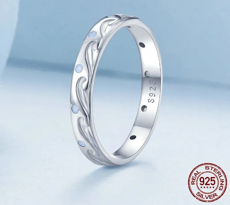 925 Sterling Silver Sea Wave Ring - TEA LU SHOP