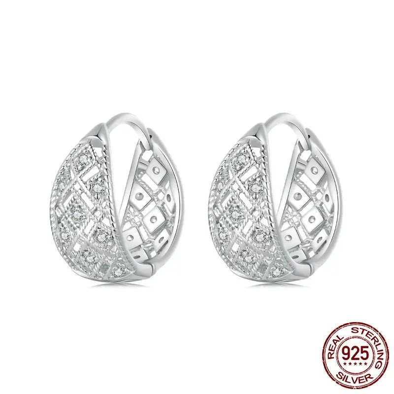 Hollow Lace Huggie Hoop Earrings