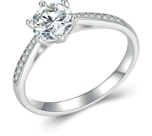 925 Sterling Silver Moissanite Ring - TEA LU SHOP