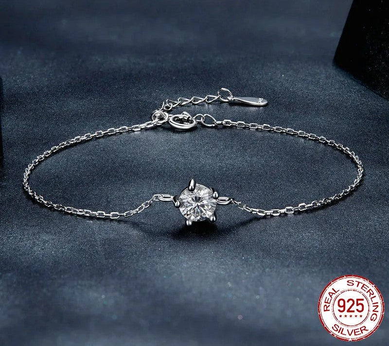 925 Sterling Silver Moissanite Bracelet - TEA LU SHOP