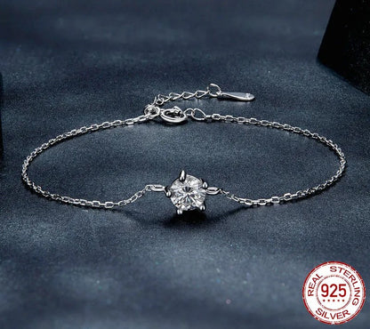 925 Sterling Silver Moissanite Bracelet - TEA LU SHOP