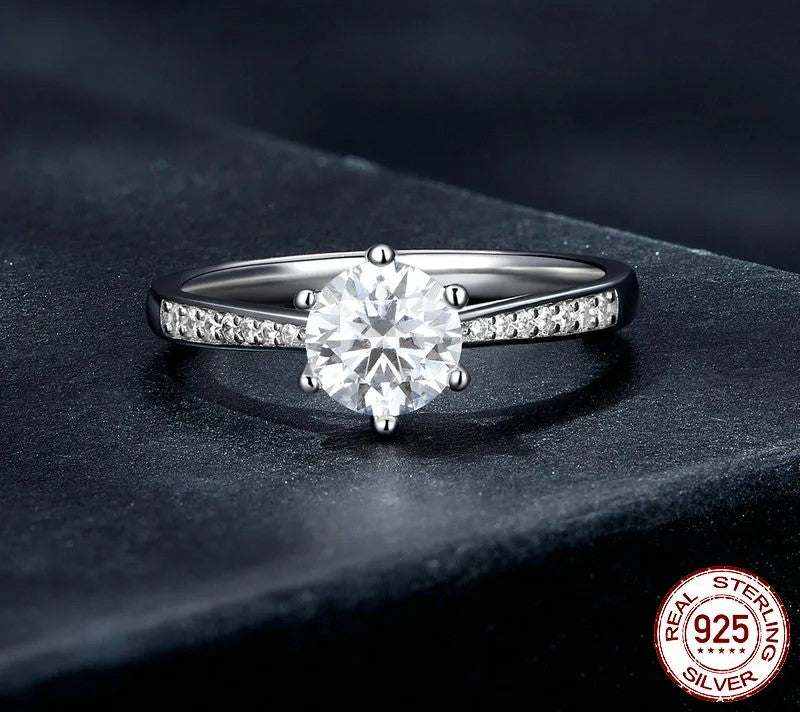 925 Sterling Silver Moissanite Ring - TEA LU SHOP