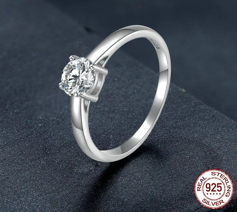 925 Sterling Silver Moissanite Ring - TEA LU SHOP