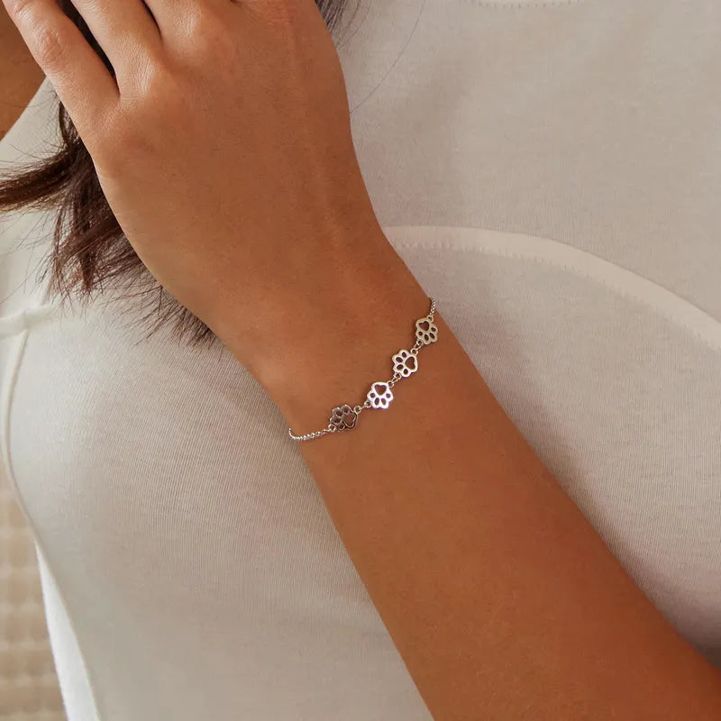 925 Sterling Silver Cute Pet Paw Bracelet - TEA LU SHOP