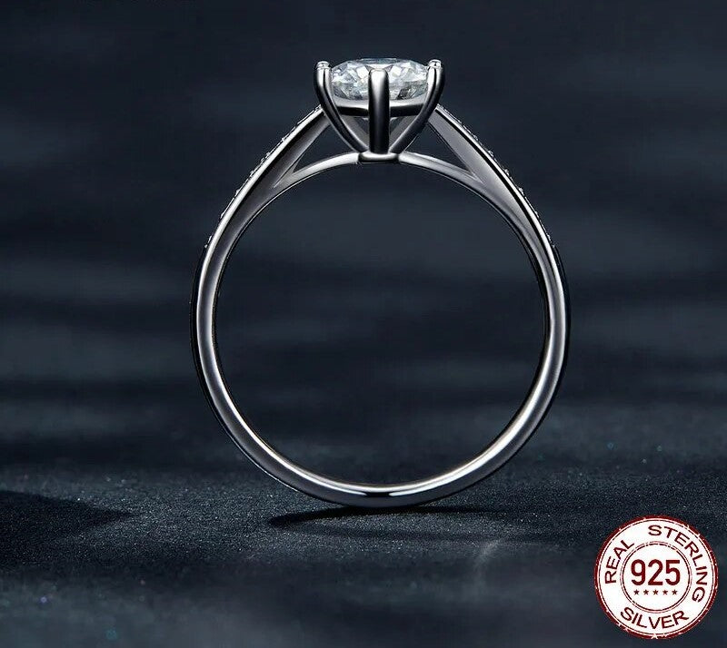 925 Sterling Silver Moissanite Ring - TEA LU SHOP