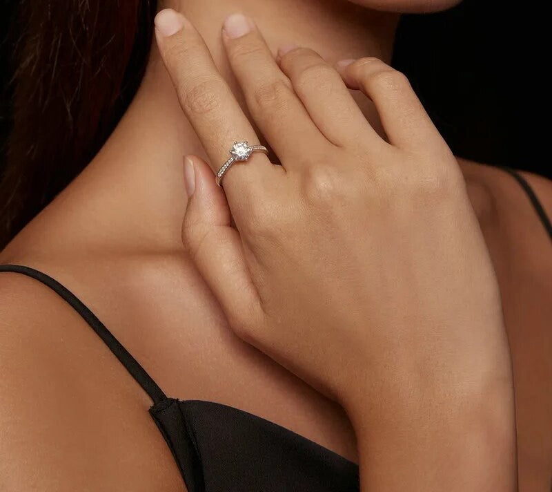 925 Sterling Silver Moissanite Ring - TEA LU SHOP