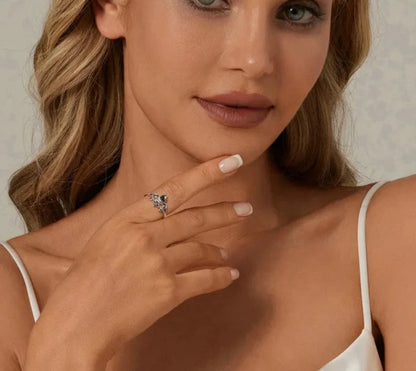Sterling Silver Retro Iris Open Flower Ring