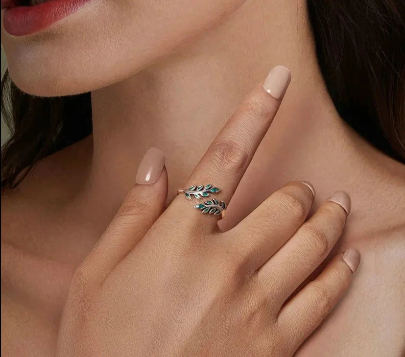 Marquise Shape Open Leaf Ring