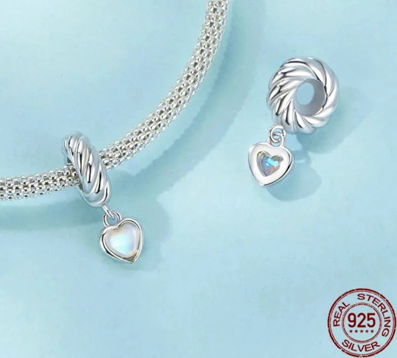 Moonstone Heart Silicone Stopper Bead