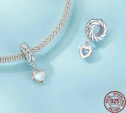 Moonstone Heart Silicone Stopper Bead