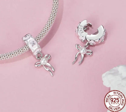 Pearl Bow Bead Charm Ballet Girl Charms