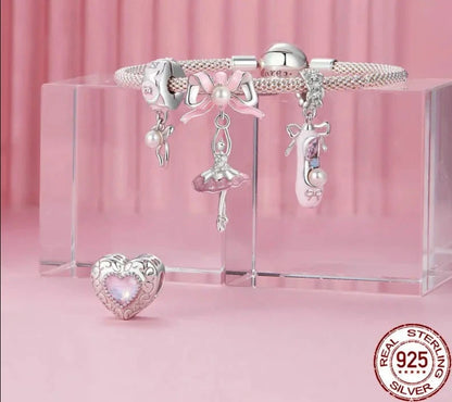 Pearl Bow Bead Charm Ballet Girl Charms