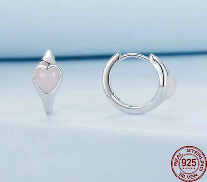 Pink Heart Huggie Earrings