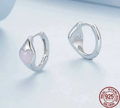 Pink Heart Huggie Earrings