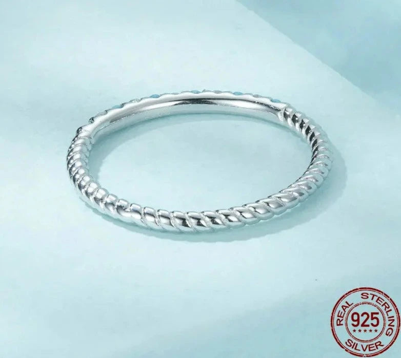 Turquoise Twisted Rope Half Eternity Ring