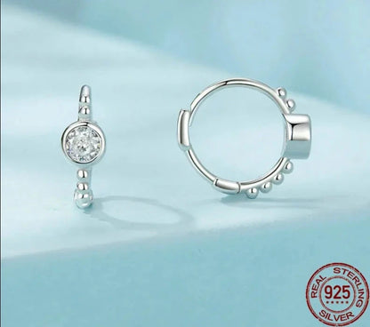 Simple Beads Huggie Hoop Earrings