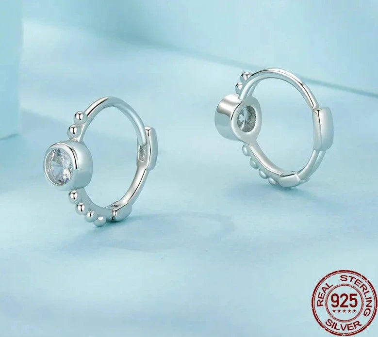 Simple Beads Huggie Hoop Earrings