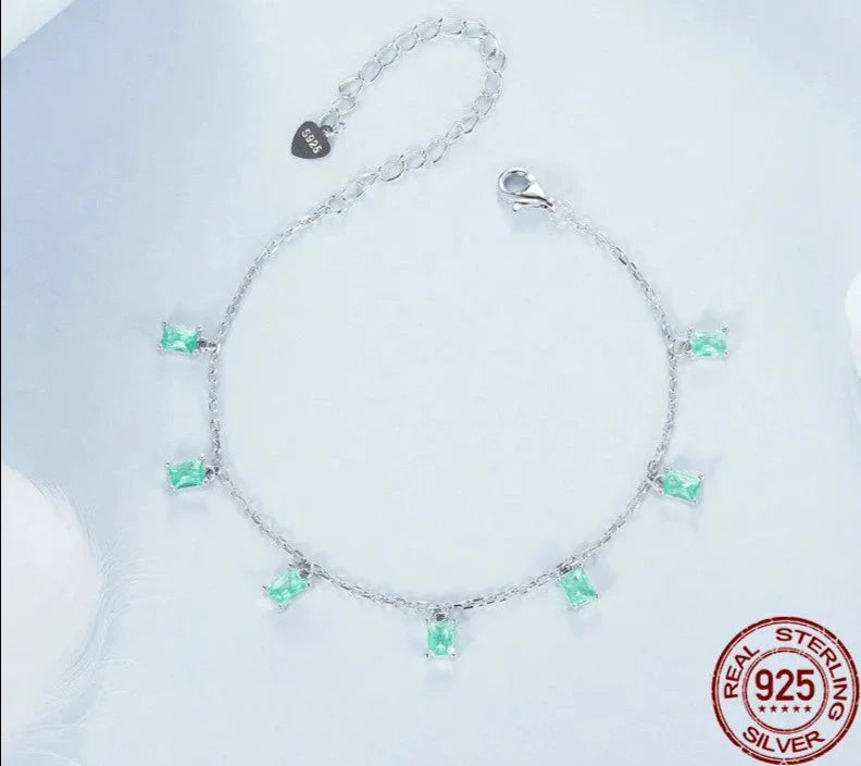 White Gold Plated Tassel Stackable Bracelet