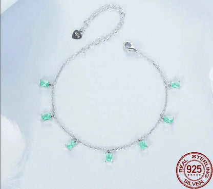 White Gold Plated Tassel Stackable Bracelet