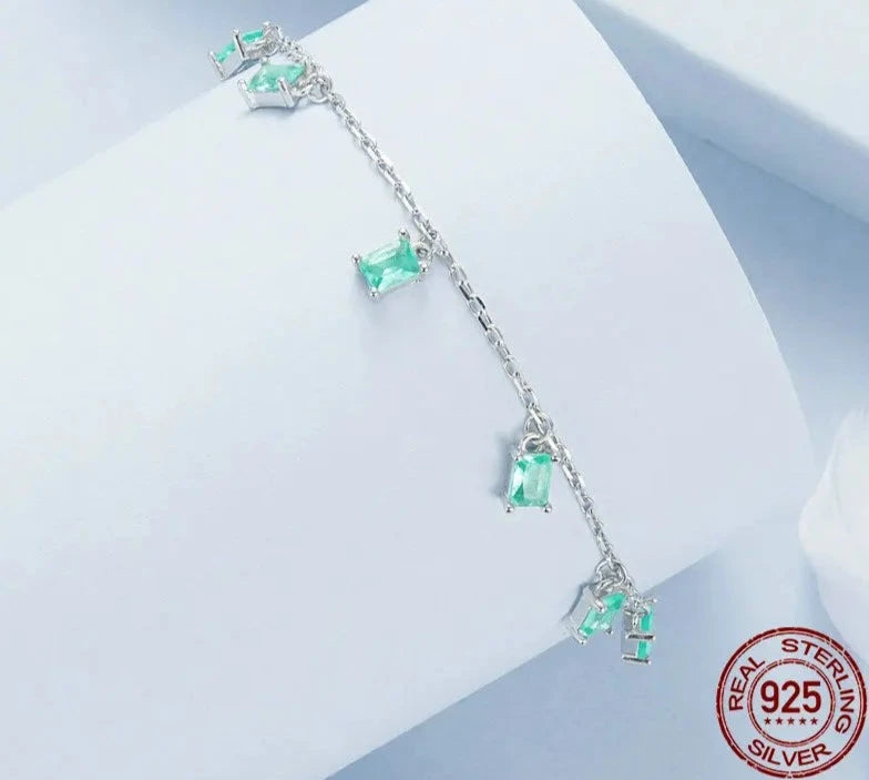 White Gold Plated Tassel Stackable Bracelet