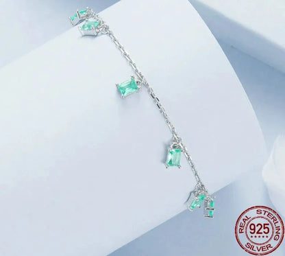 White Gold Plated Tassel Stackable Bracelet