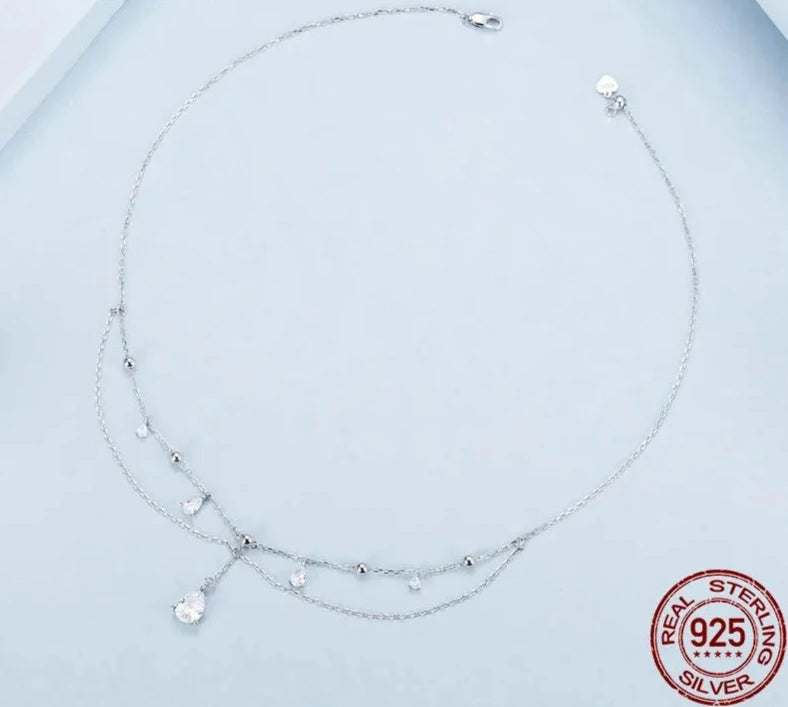 White Gold Plated Sun and Moon Necklace