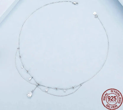 White Gold Plated Sun and Moon Necklace