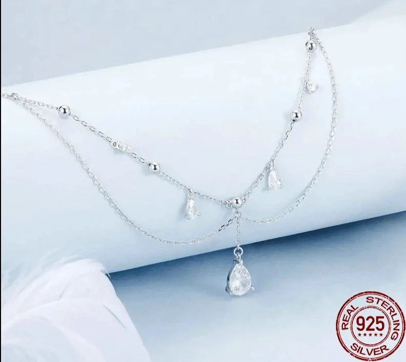 White Gold Plated Sun and Moon Necklace