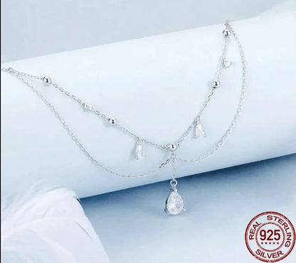 White Gold Plated Sun and Moon Necklace